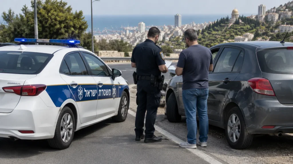 תאונת דרכים בחיפה וניידת משטרה